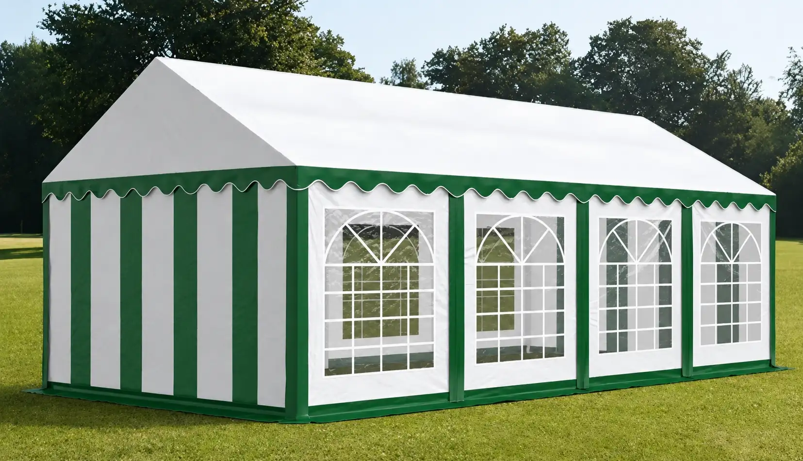 Chapiteau 4 x 8 m blanc et vert – Élégance et convivialité