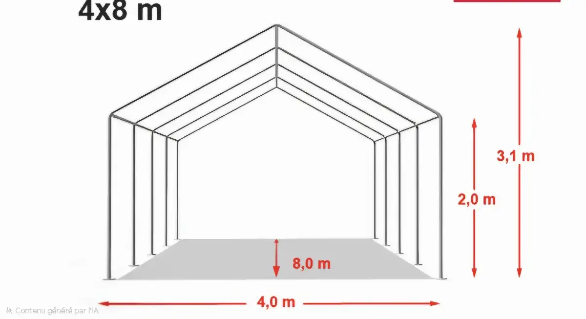 Chapiteau 4 x 8 m blanc et vert – Élégance et convivialité